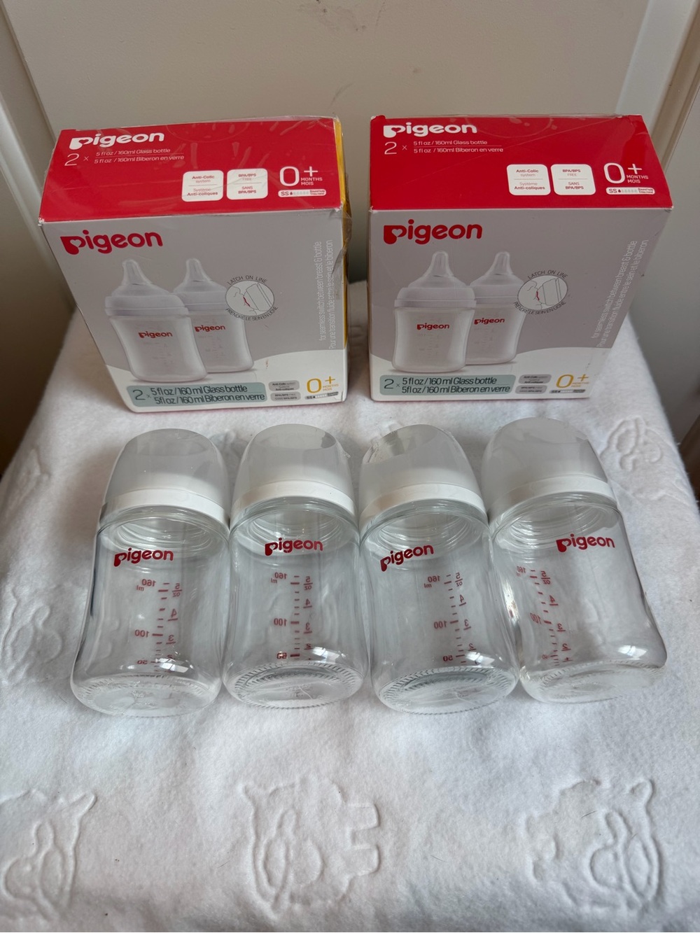 Pigeon Baby Bottle Bundle 5 oz Pack of 4 for 0+ months